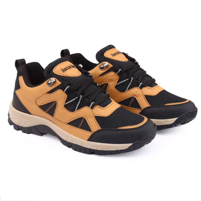 باكا بوتشي أحذية رجالية مقاومة للماء من الجلد للمشي لمسافات طويلة - بني وأسود